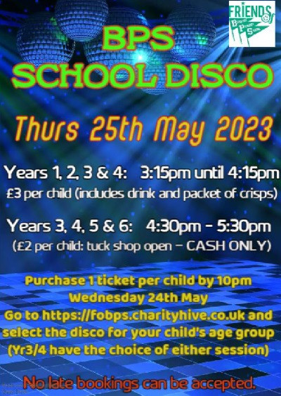 MAY DISCO: FIRST SESSION for Years 1,2,3,4 only