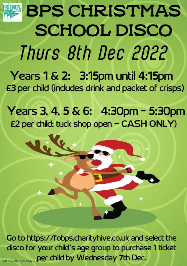 Year 1&2 Christmas Disco, Thurs 8th Dec (3:15 - 4:15pm)