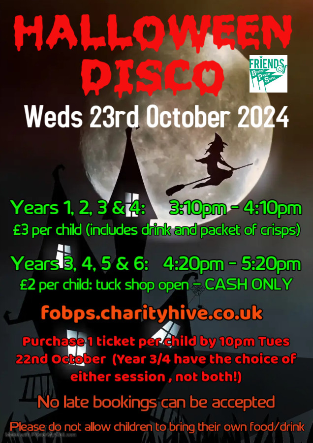 HALLOWEEN DISCO: FIRST SESSION for Years 1,2,3,4 only