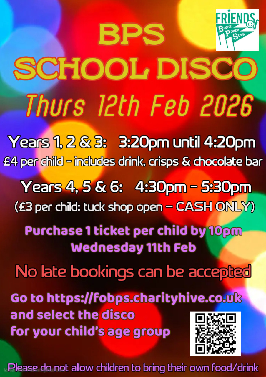 BPS SCHOOL DISCO: FIRST SESSION for Years 1,2,3 only